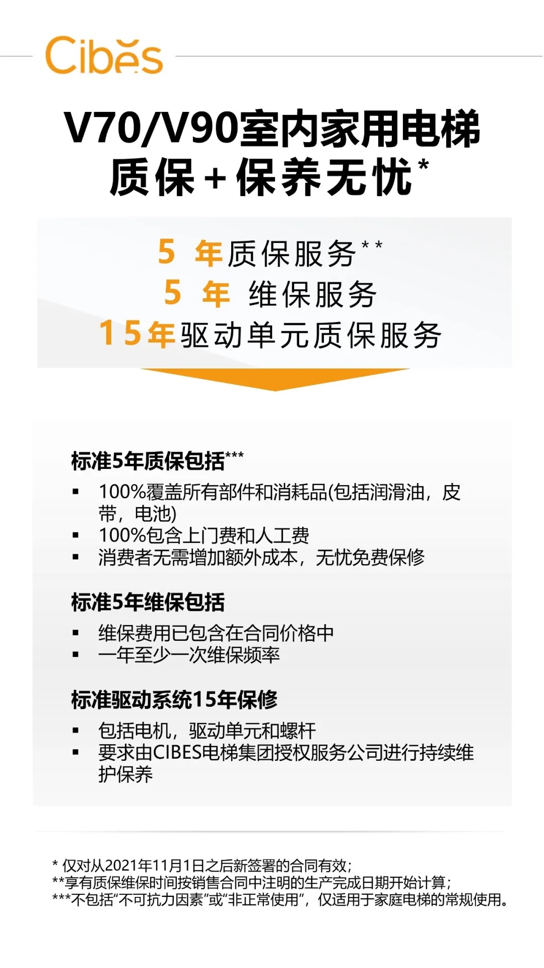 V70/V90室內(nèi)家用電梯系列電梯質(zhì)保